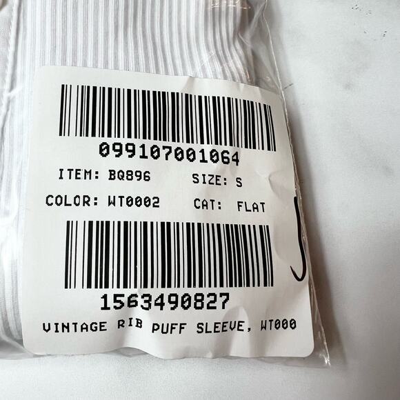 J.CREW Vintage Rib Puff Sleeve Henley Top White Button Stretch Summer Small NEW - Picture 4 of 5